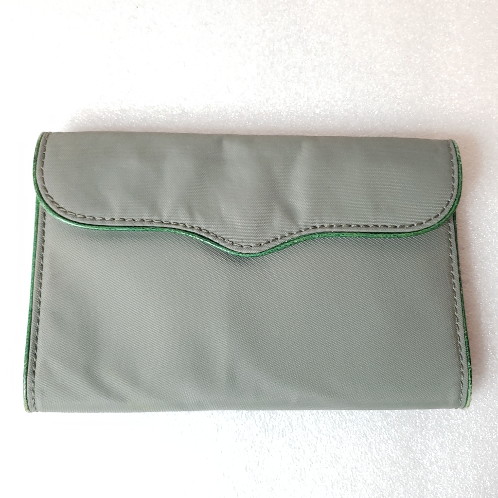 Rebecca Minkoff Grey Green Trim Passport Wallet